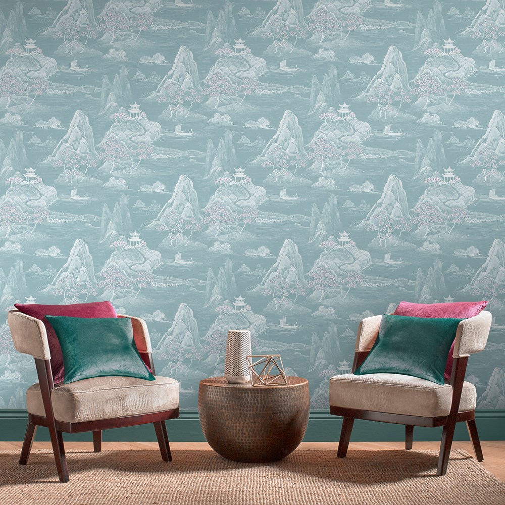 Himitsu Wallpaper 105288 by Graham & Brown in Jade Green